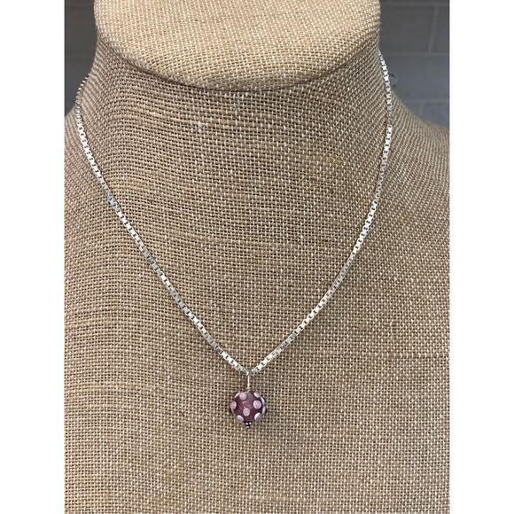 .925 Sterling Silver Necklace with Murano Glass Pendant #italy #handmade